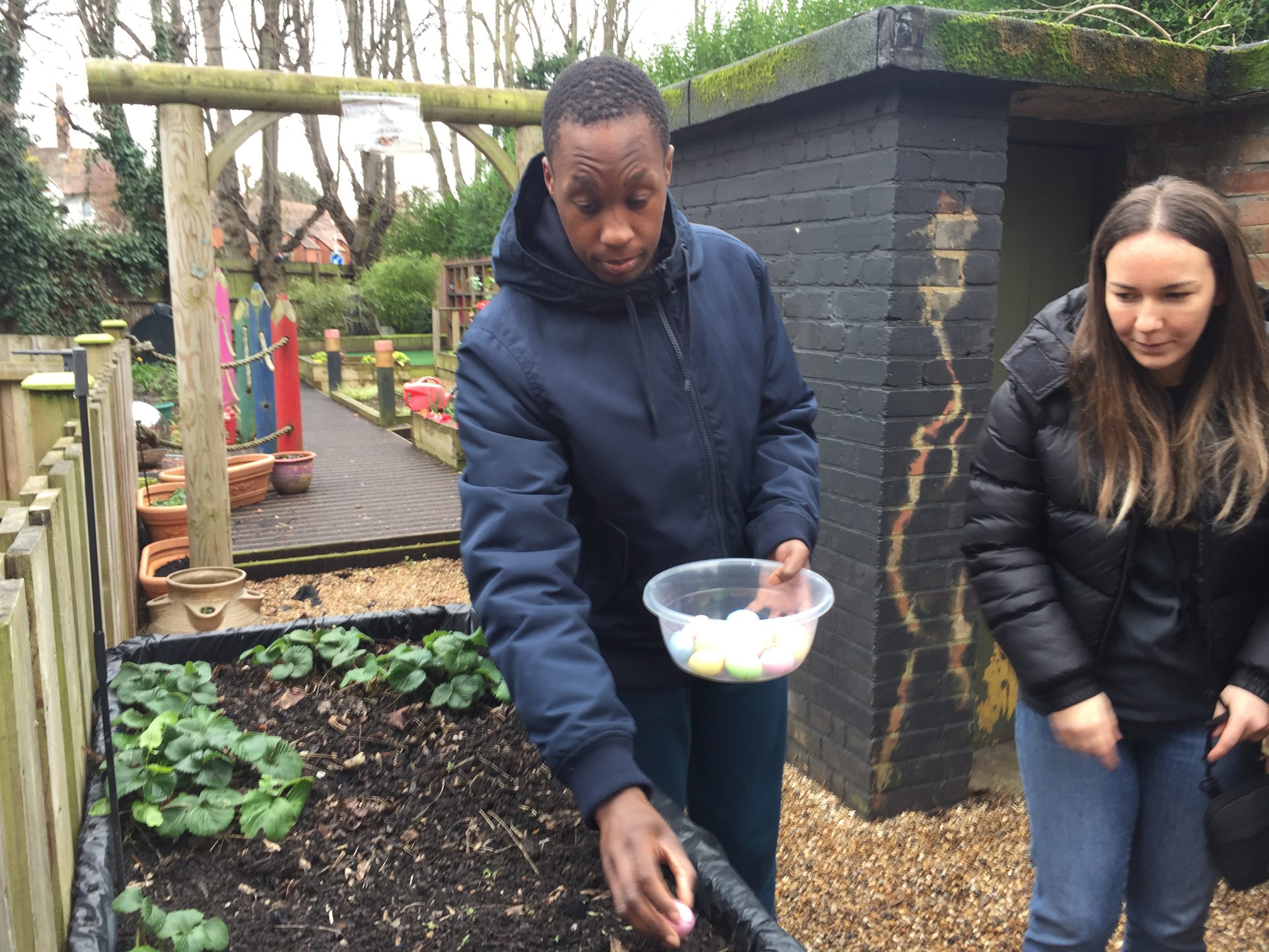 Ijaz lead the egg hunt in the Sensory Garden